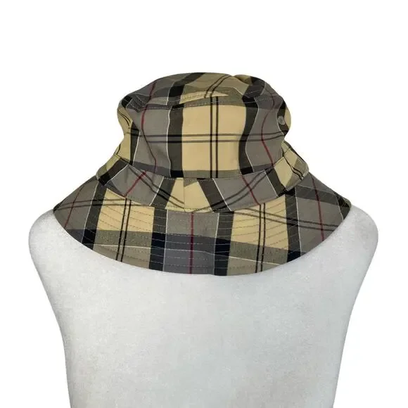 Barbour Mens Sz XL Tartan Bucket Hat Cream Grey Plaid Cassic - Picture 3 of 13